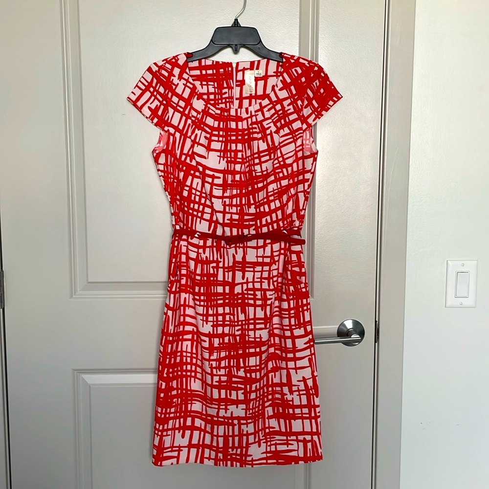 Maglia Belted Dress, red/white, size 6, new